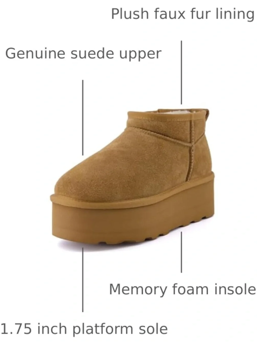 Cushionaire Chestnut Suede Platform Ankle Boots